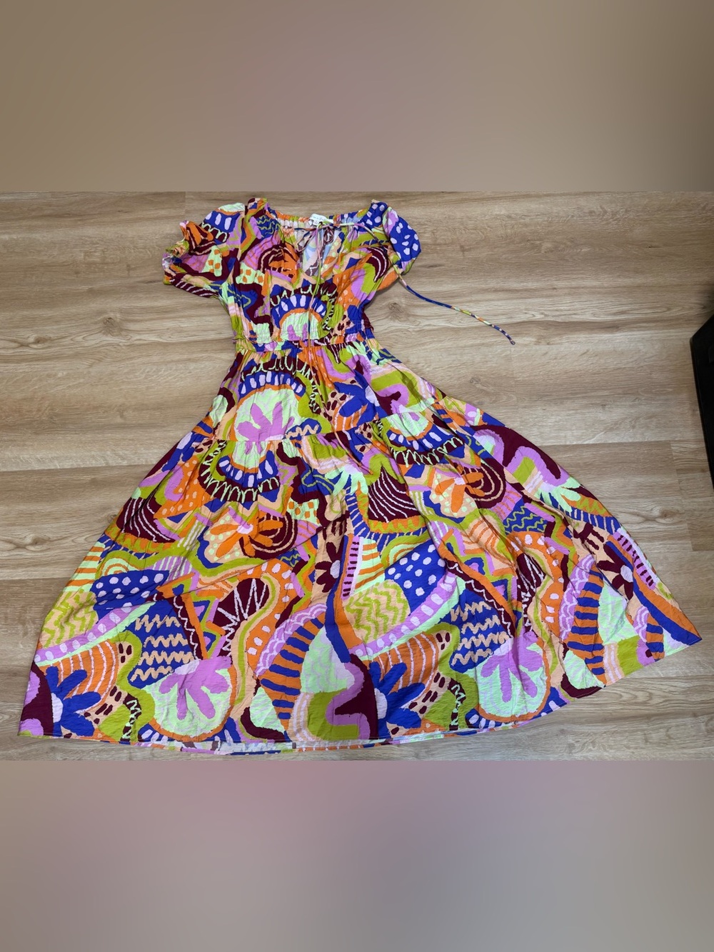 Meet Me in Santorini Multicolor Maxi Dress with Abstract Print